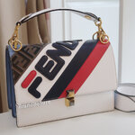 Fendi White Multicolor Calfskin Logo Mania Kan I Shoulder Bag