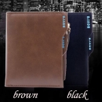 กระเป๋าสตางค์ผู้ชาย หนังแท้ ใบสั้น ดีไซน์ ผู้บริหาร มีช่องใส่ Card สามารถถอดเข้าออกได้ เรียบหรู สีดำ และ สีน้ำตาล no 65087