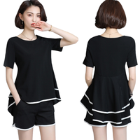 **สินค้าหมด Set_bp1699-Size-XL ชุดเซ็ท 2 ชิ้น(เสื้อ+กางเกง) เสื้อทรงหน้าสั้นหลังยาว+กางเกงขาสั้นเอวยืดมีกระเป๋าข้าง ผ้าคอตตอนผสมสแปนเด็กซ์เนื้อดีนุ่ม