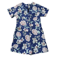 Jumpsuit542-ลายดอกพื้นฟ้าคราม