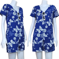 Jumpsuit622-ผีเสื้อวินเทจน้ำเงิน