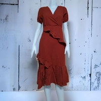 Dress4676-สีส้มอิฐ