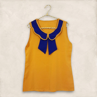 Blouse1760-สีเหลืองมัสตาร์ดโบว์น้ำเงิน