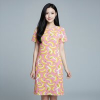 Dress3354-สีชมพู