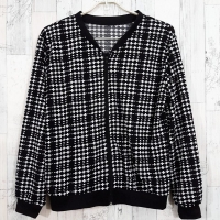 **สินค้าหมด Blouse3454-ลายที่5 Big Size เสื้อคลุมไซส์ใหญ่เอวจัมพ์ซิปหน้าแขนยาวลายกราฟฟิคโทนสีครีมดำ