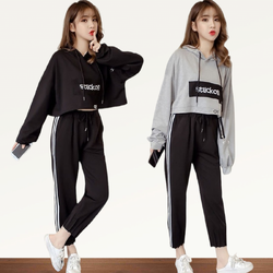 Set_bt1791 ชุดเซ็ท 2 ชิ้น(เสื้อ+กางเกง) เสื้อครอปโอเวอร์ไซส์แขนยาว+กางเกงขายาวเอวยืดปลายขาปล่อยแต่งแถบข้าง ผ้าคอตตอนเนื้อดีนุ่มยืดหยุ่นสูงใส่สบาย งานเซ็ทเข้าชุดสุดน่ารักเท่ๆ คูลๆ แบบไม่ซ้ำใคร ใส่เก๋ๆ ได้บ่อย แยกใส่กับตัวอื่นก็สวย มี 2 สี