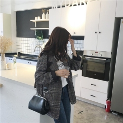 Korea Minimal Coat เสื้อคลุม ตัวสั้น สไตล์เกาหลี ผ้าทอลายสก๊อต บุซับในกันลม