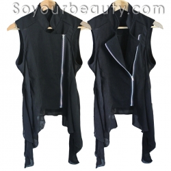 เสื้อแขนกุดผ้าฮานาโกะคอจีน