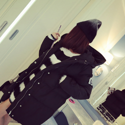 เสื้อกันหนาว สีดำ ตัวยาว ผ้าร่มเนื้อดีกันลม บุนวมนุ่ม ซิปและกระดุมหน้า พร้อมส่งจ้า