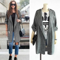 เสื้อคลุมตัวยาว ผ้าทอเนื้อบาง เบา ใส่สบาย ทรงสวย สไตล์ยุโรป พร้อมส่ง same pic