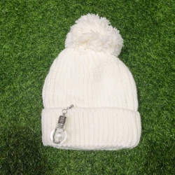 หมวกไหมเนื้อนุ่ม แต่งพู่ไหมพรมฟูที่ปลายหมวก แต่งไฟกระพริบหลากสี (เอาออกได้) ด้านในบุขนอุ่น พร้อมส่ง ขาว