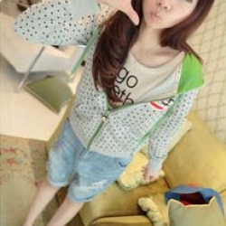 พร้อมส่ง - เสื้อคลุม paul frank สีเทา ลายจุดน่ารัก เทา