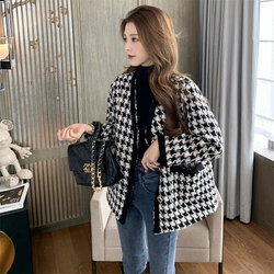 เสื้อโค้ทกันหนาว Houndstooth Tweed Coat ลายชิโนริ ทรงสั้น สายเกาห้ามพลาด