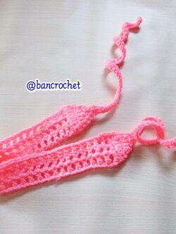 Bancrochet ที่คาดผมถักโครเชต์ crochet headband ชมพูอมส้ม 1-1.5*13 inch