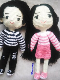 Bancrochet ตุ๊กตาคู่รักถักโครเชต์ Crochet couple doll หลากสี 11 นิ้ว