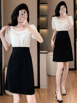 เดรสสีดำ ชุดเดรสคนอ้วน ชุดเดรสสาวพลัสไซส์ XL-5XL