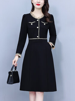 เดรสสีดำ ชุดเดรสคนอ้วน ชุดเดรสสาวพลัสไซส์ XL-5XL