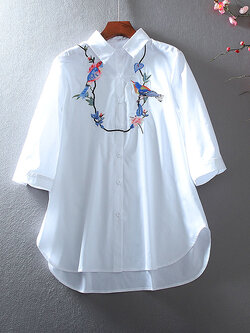 เสื้อลินิน เสื้อผ้าฝ้ายลินิน เสื้อเชิ้ตผ้าลินิน ปักลายสวยๆด้วยด้าย สไตล์VINTAGE BY Dreamroom