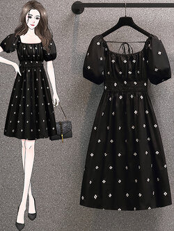 เดรสแขนสั้น มีไซส์ L-4XLอก 38-47 นิ้ว ใส่ได้ทั้งสาวหุ่นดีน่ารักจนถึงสาวอวบพลัสไซส์