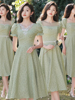 ชุดเพื่อนเจ้าสาวสีเขียว ชุดเพื่อนเจ้าสาว ชุดไปงานแต่งงาน