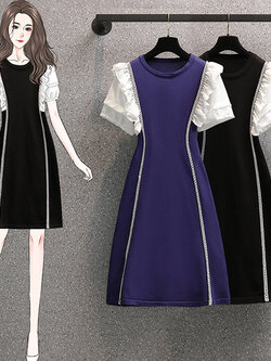 ชุดเดรสคนอ้วน เดรสสาวอวบ-อ้วนPlus Size เดรสสั้นคนอ้วน ส่งฟรี