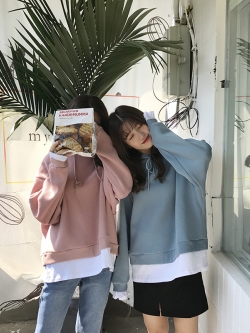 เสื้อกันหนาวแขนยาว แต่งชายเสื้อยืดสีขาวด้านใน ผ้าคอตตอน+สำลีเนื้อนุ่มและอุ่นมากๆ สีโทนหมนๆ กำลังฮิต น่ารักมากค่าาา >< free