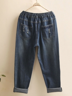 กางเกงยีนส์วินเทจหญิง กางเกงยีนส์ลายวินเทจ