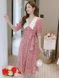 ชุดเดรสสั้น ชุดเดรสสั้นลายดอก ชุดเดรสสั้นวัยรุ่น By Meiyi women's clothing