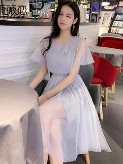 ชุดเดรสยาวแฟชั่น ชุดเดรสยาวเกาหลี เดรสลูกไม้ เดรสชีฟอง