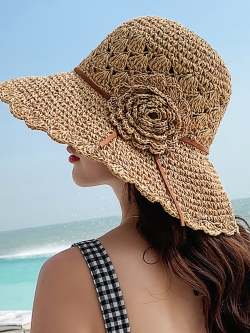 หมวกสาน หมวกสาน หมวกไปเที่ยงทะเล หมวกปานามาผู้หญิง