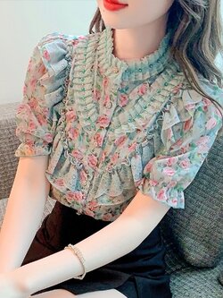 เสื้อลูกไม้ แขนสั้น