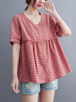 เสื้อลินินคนอ้วน เสื้อทีเชิ้ตคนอ้วนผู้หญิง เสื้อทีเชิ้ตตัวใหญ่ By Literary Plus size