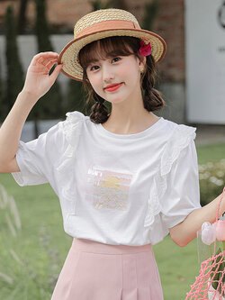 เสื้อผ้าวัยรุ่นเกาหลี เสื้อยืดวัยรุ่นผู้หญิง มีขนาด S M L XL