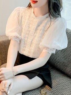 เสื้อลูกไม้ แขนสั้น