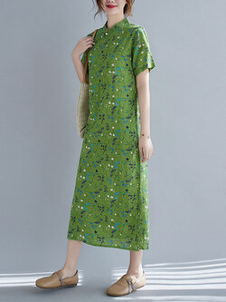 เดรสผ้าฝ้ายผ้าลินิน