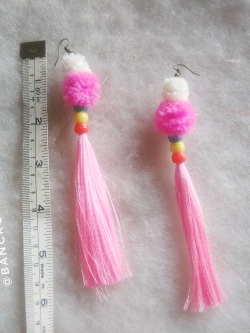 Bancrochet ต่างหูถักโครเชต์ crochet earring หลากสี 4-6 นิ้ว