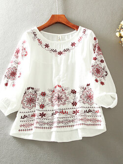 เสื้อลินิน เสื้อผ้าฝ้ายลินิน เสื้อเชิ้ตผ้าลินิน ปักลายสวยๆด้วยด้าย สไตล์VINTAGE BY Dreamroom