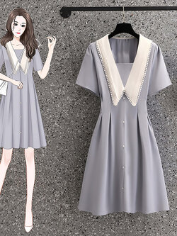 เดรสแขนสั้น มีไซส์ L-4XLอก 38-47 นิ้ว ใส่ได้ทั้งสาวหุ่นดีน่ารักจนถึงสาวอวบพลัสไซส์