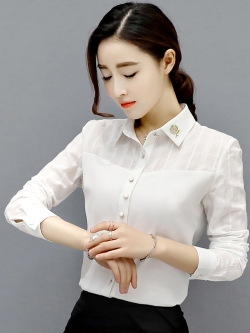 เสื้อเชิ้ตผ้าชีฟองลูกไม้