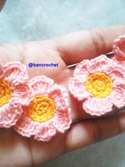 Bancrochet ดอกไม้ถักโครเชต์ crochet flowers โอรส 3 cm