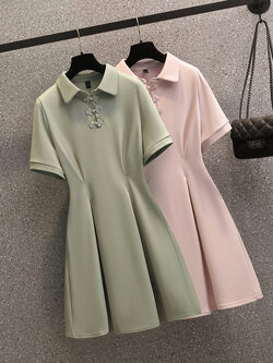 เดรสแขนสั้น มีไซส์ L-4XLอก 38-47 นิ้ว ใส่ได้ทั้งสาวหุ่นดีน่ารักจนถึงสาวอวบพลัสไซส์