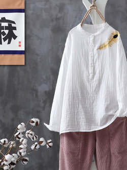 เสื้อเชิ้ตผ้าฝ้ายลินิน ขายเสื้อเชิ้ต ผ้าลินิน เสื้อเชิ้ตผ้าฝ้ายผู้หญิง