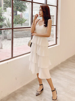 เดรสวัยรุ่น เดรสลูกไม้ชีฟอง By Meiyi women's clothing