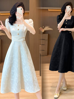 เดรสสีดำ ชุดเดรสคนอ้วน ชุดเดรสสาวพลัสไซส์ XL-5XL