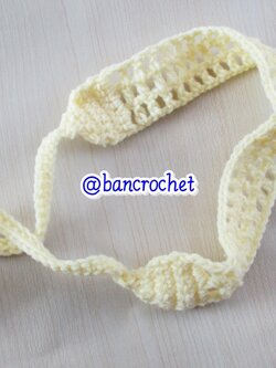 Bancrochet ที่คาดผมถักโครเชต์ crochet headband เหลืองอ่อน 1-1.5*13 inch