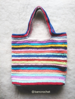 Bancrochet กระเป่าถักโครเชต์ crochet bags สีหลากสี 6x6 นิ้ว