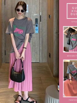 เดรสแขนสั้นมีไซส์L-4XLอก38-47นิ้ว