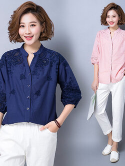 เสื้อผ้าฝ้าย เสื้อผ้าลินิน สไตล์ฤดูร้อน BY Lian Zhi Cotton and linen art สไตล์VINTAGE มีขนาดไซส์อกประมาณ 35-40 นิ้ว