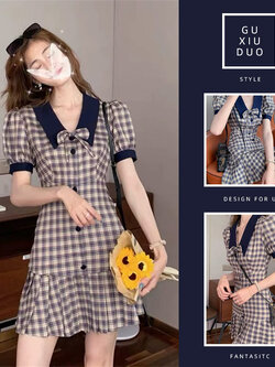 เดรสแขนสั้นมีไซส์L-4XLอก38-47นิ้ว