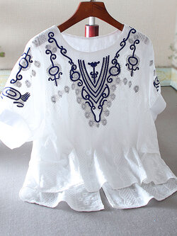 เสื้อลินิน เสื้อผ้าฝ้ายลินิน เสื้อเชิ้ตผ้าลินิน ปักลายสวยๆด้วยด้าย สไตล์VINTAGE